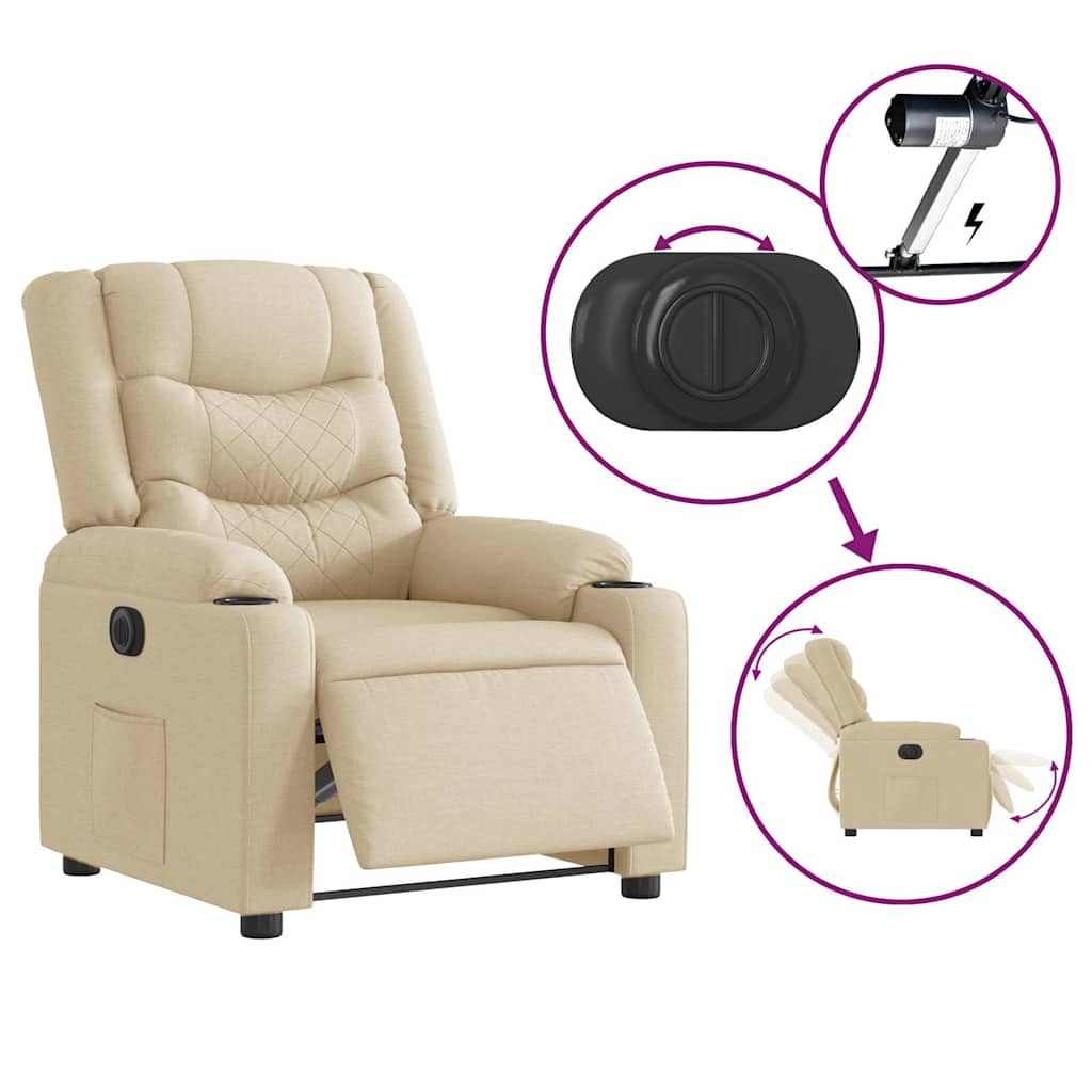 Fauteuil verstelbaar elektrisch stof crèmekleurig – afbeelding 9