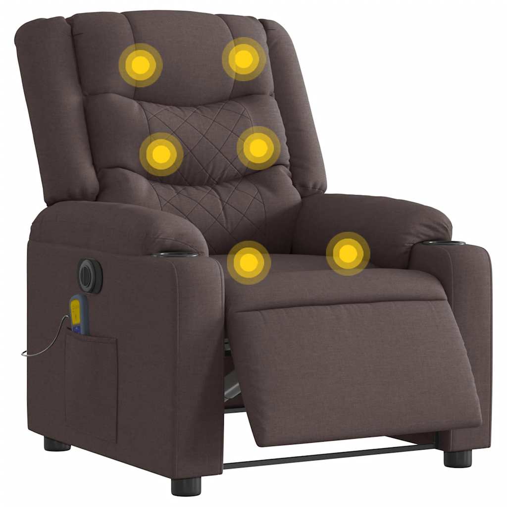 Massagestoel elektrisch verstelbaar stof donkerbruin