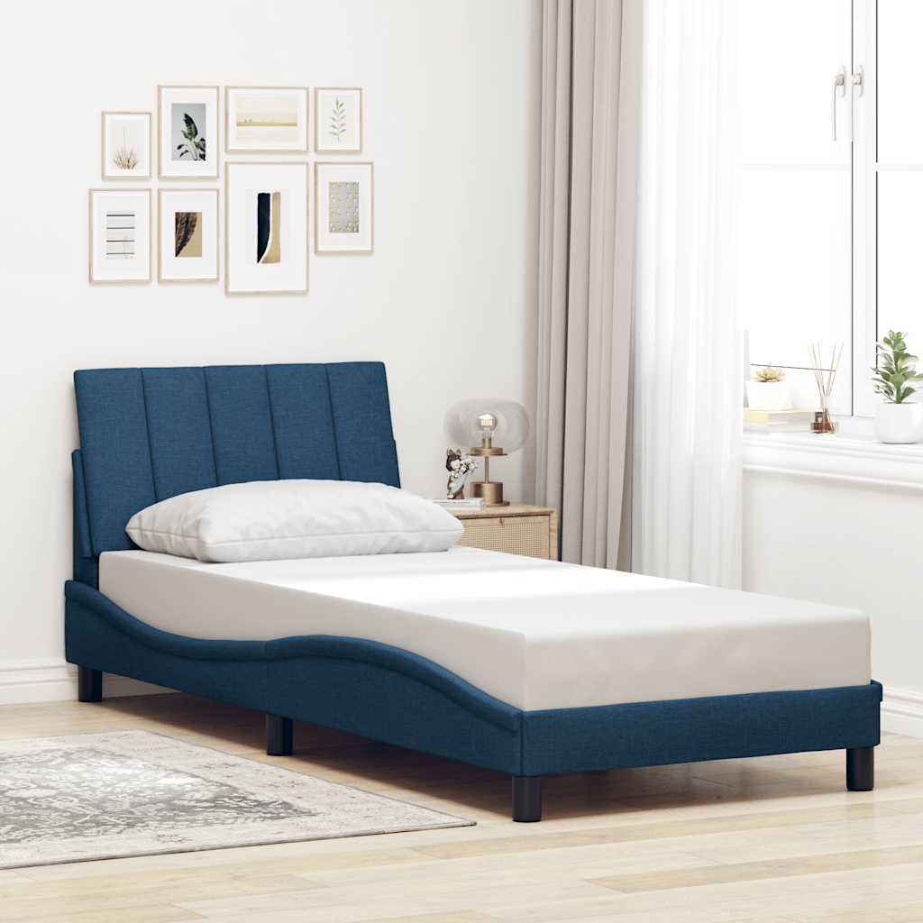 Bedframe zonder matras "Hanko" 90x190 cm stof blauw – afbeelding 1