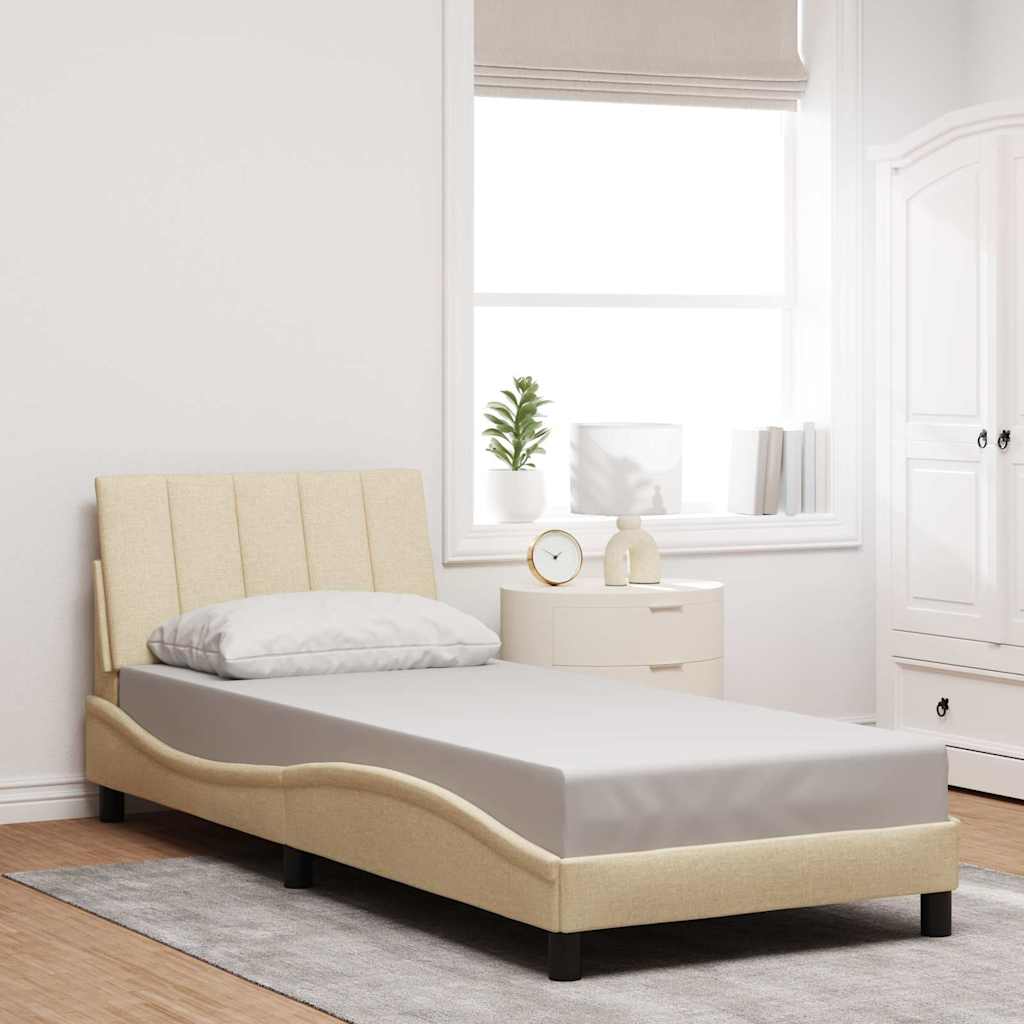 Bedframe zonder matras "Hanko" 90x200 cm stof crèmekleurig – afbeelding 1