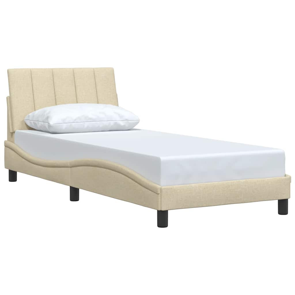 Bedframe zonder matras "Hanko" 90x200 cm stof crèmekleurig – afbeelding 3