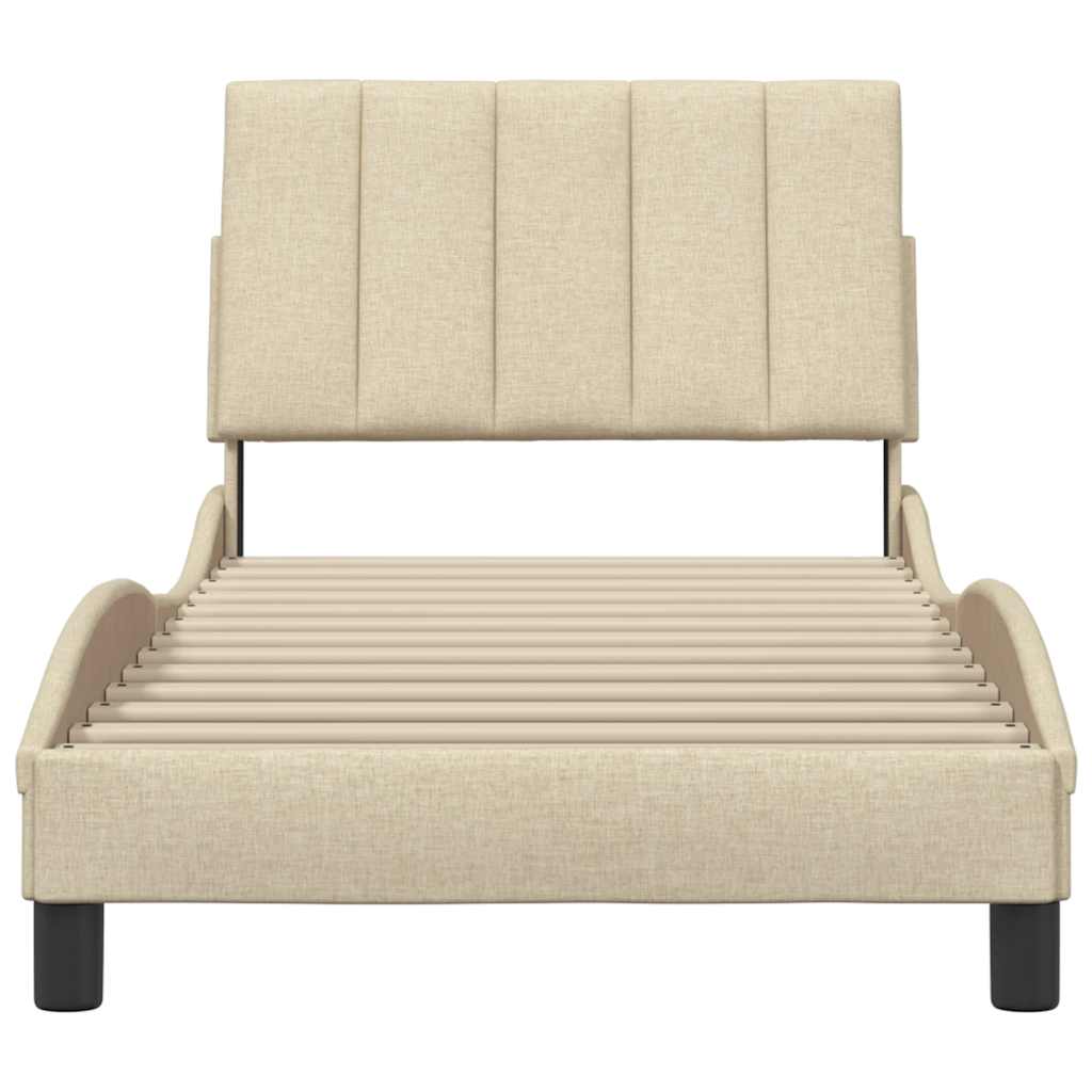 Bedframe zonder matras "Hanko" 90x200 cm stof crèmekleurig – afbeelding 5
