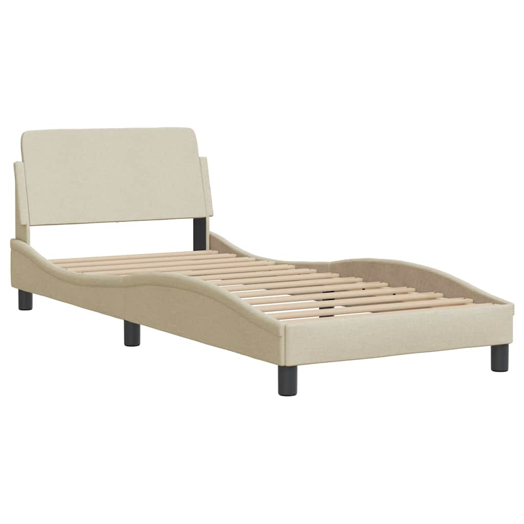 Bedframe zonder matras "Hanko" 90x200 cm stof crèmekleurig – afbeelding 6