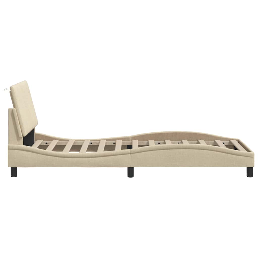 Bedframe zonder matras "Hanko" 90x200 cm stof crèmekleurig – afbeelding 8