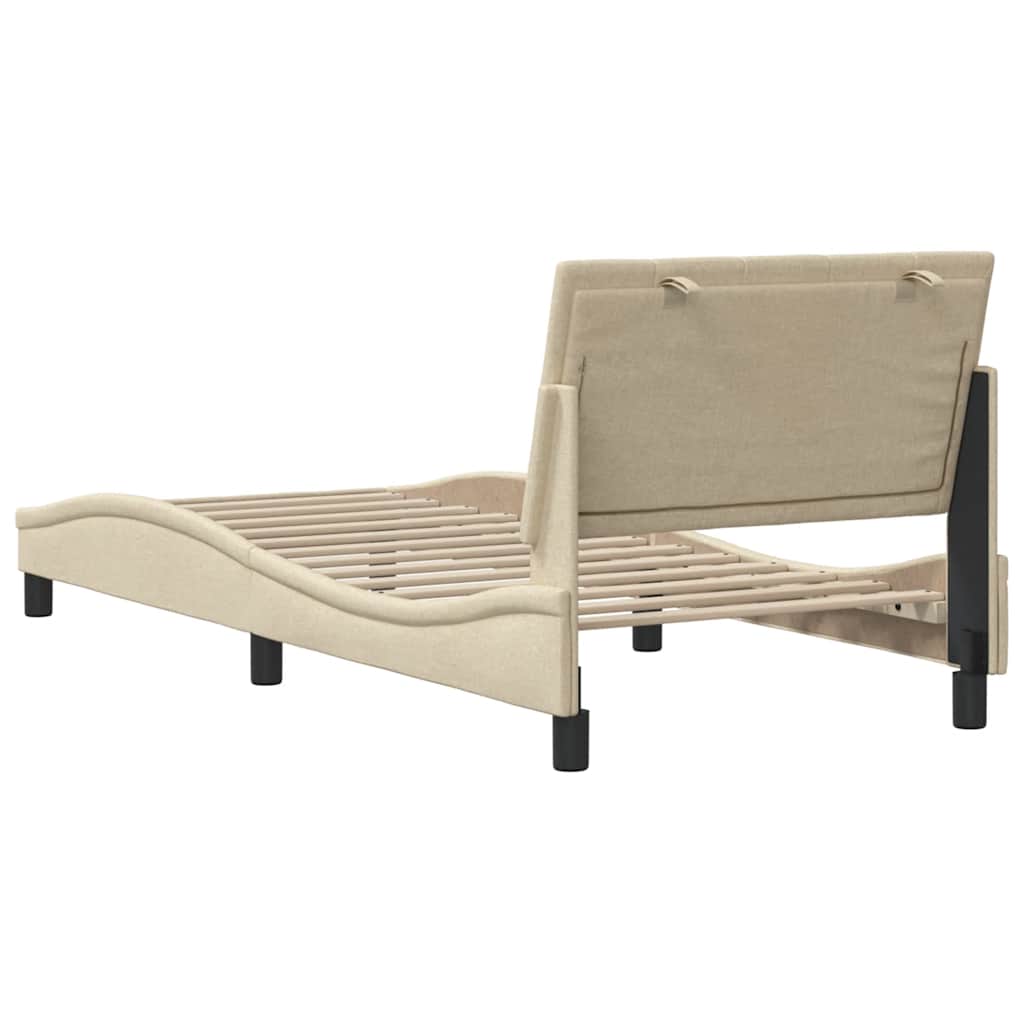 Bedframe zonder matras "Hanko" 90x200 cm stof crèmekleurig – afbeelding 9