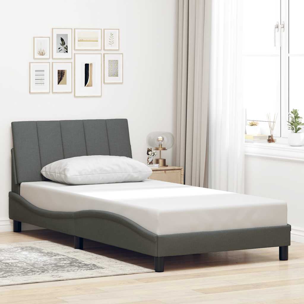 Bedframe zonder matras "Hanko" 100x200 cm stof donkergrijs – afbeelding 1