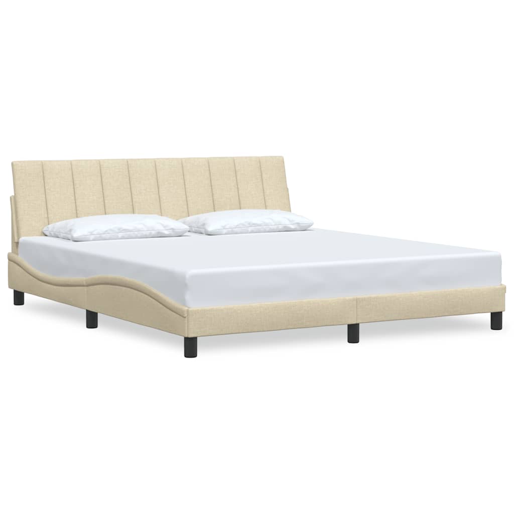 Bedframe zonder matras "Hanko" stof crèmekleurig 180x200 cm – afbeelding 2