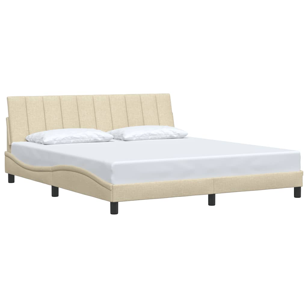 Bedframe zonder matras "Hanko" stof crèmekleurig 180x200 cm – afbeelding 3