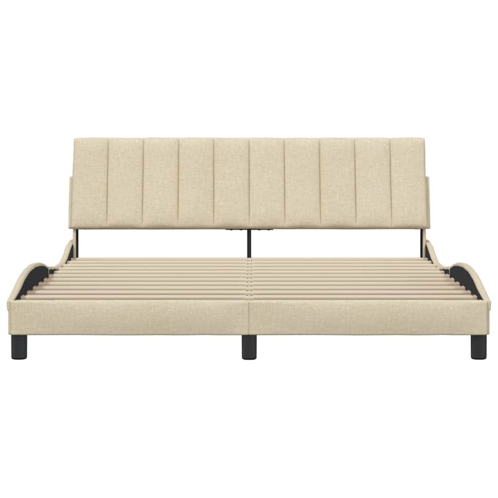 Bedframe zonder matras "Hanko" stof crèmekleurig 180x200 cm – afbeelding 4