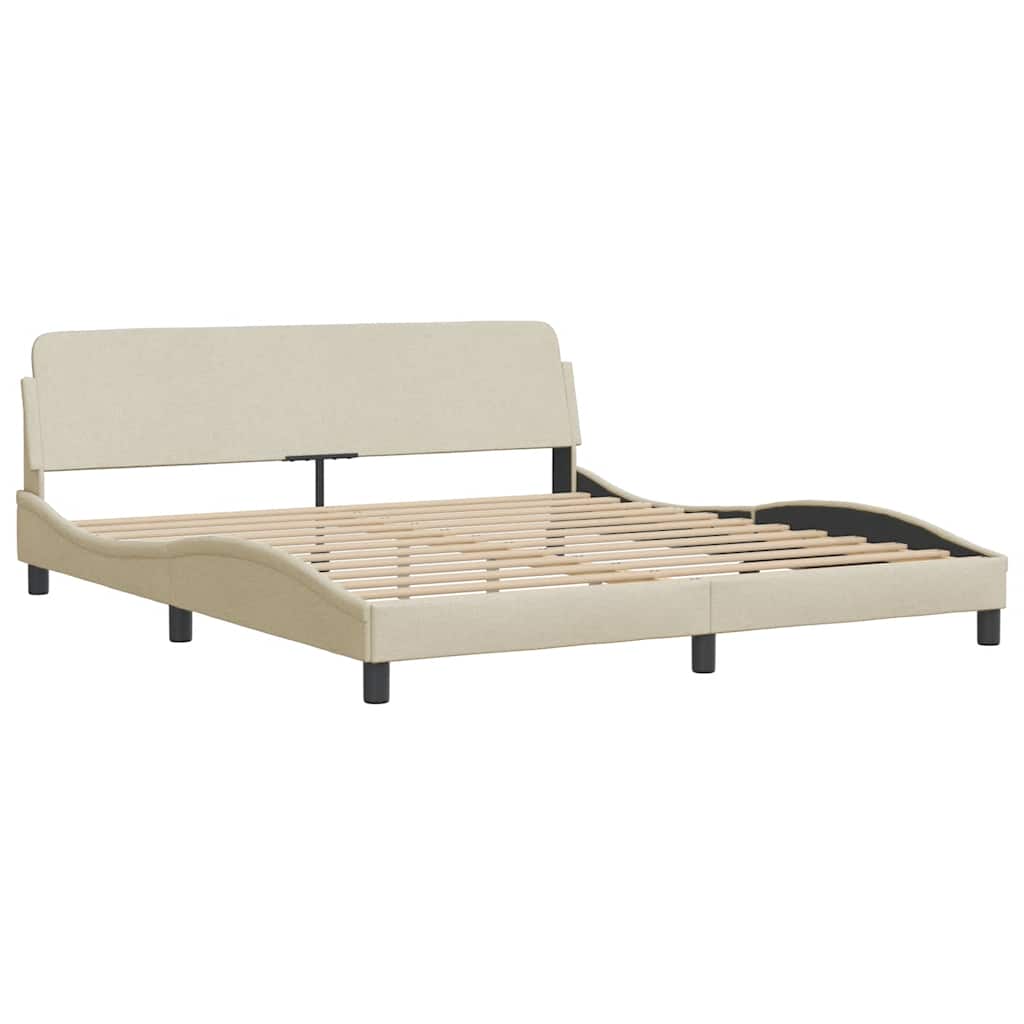 Bedframe zonder matras "Hanko" stof crèmekleurig 180x200 cm – afbeelding 5