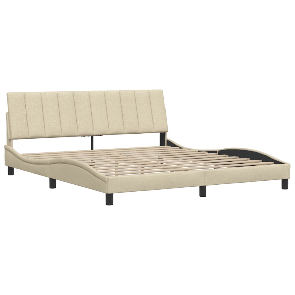 Bedframe zonder matras "Hanko" stof crèmekleurig 180x200 cm – afbeelding 7