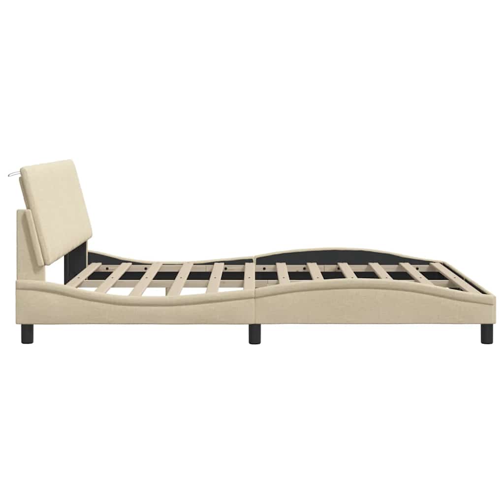 Bedframe zonder matras "Hanko" stof crèmekleurig 180x200 cm – afbeelding 8