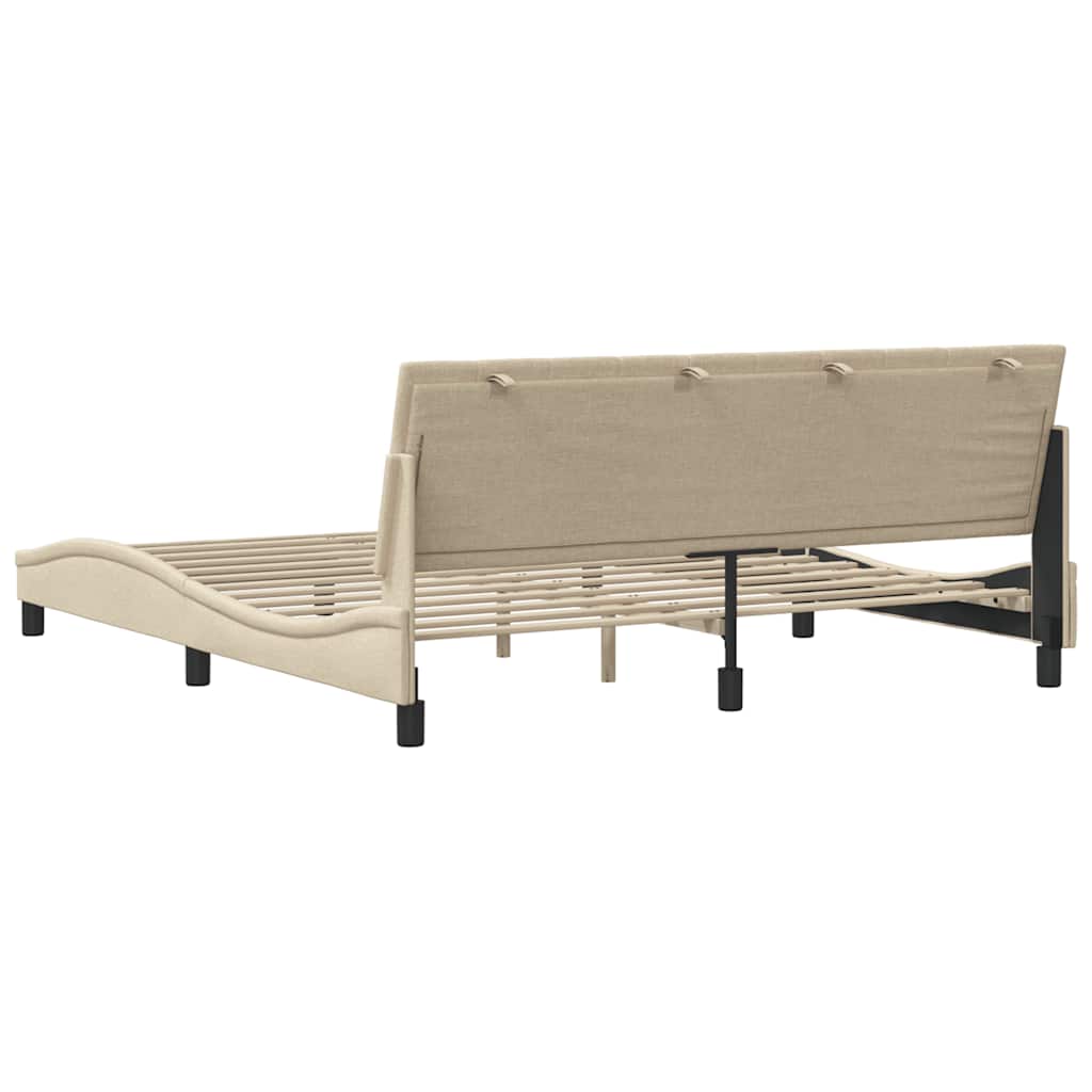 Bedframe zonder matras "Hanko" stof crèmekleurig 180x200 cm – afbeelding 9