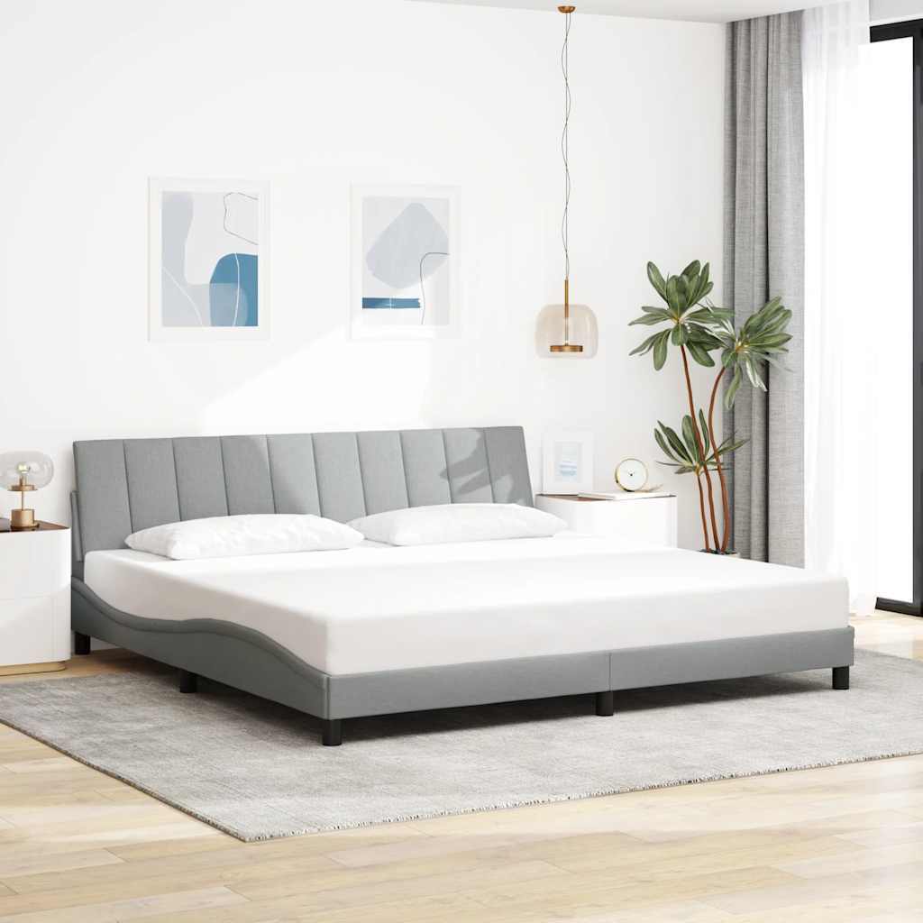 Bedframe zonder matras "Hanko" stof lichtgrijs 200x200 cm – afbeelding 1