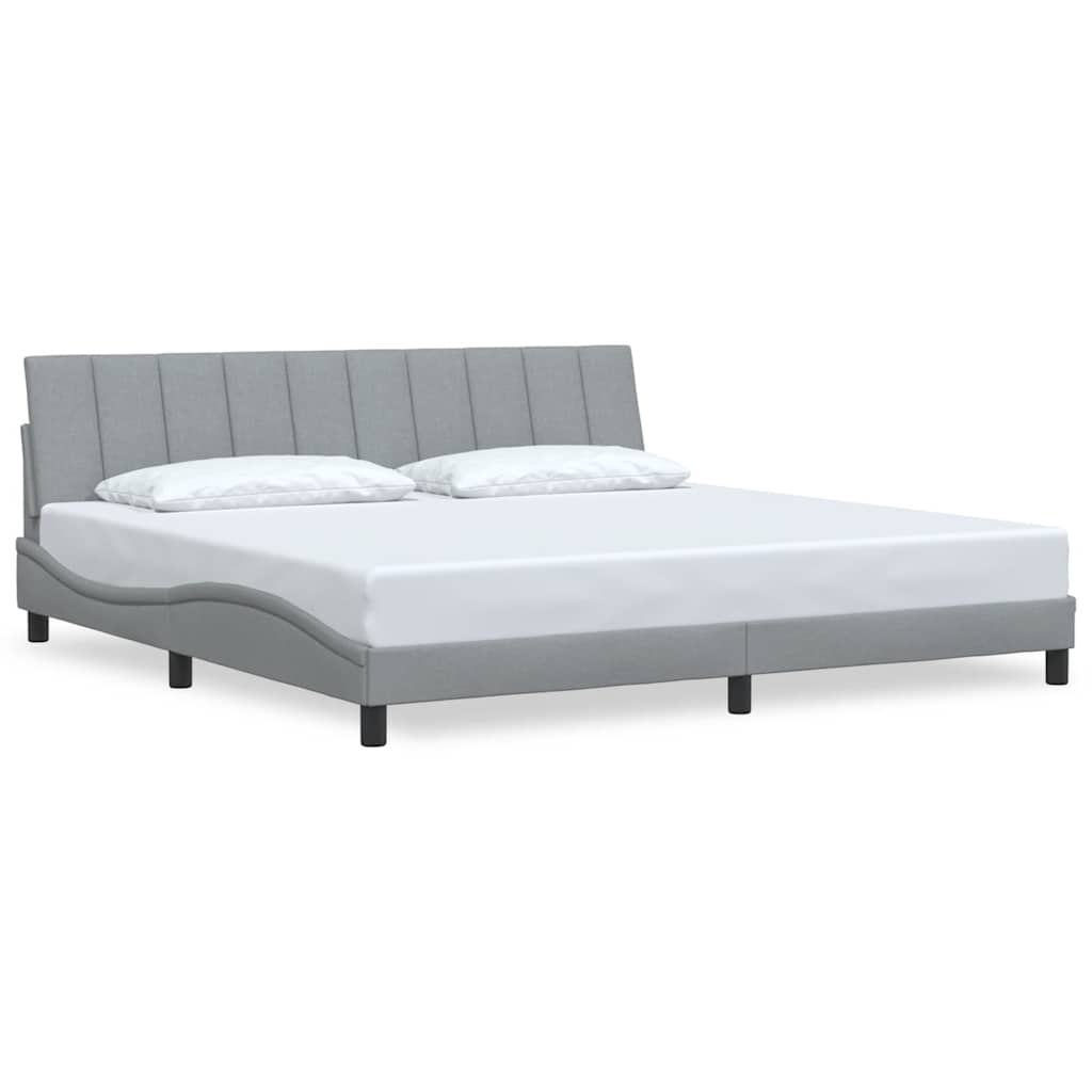 Bedframe zonder matras "Hanko" stof lichtgrijs 200x200 cm – afbeelding 2