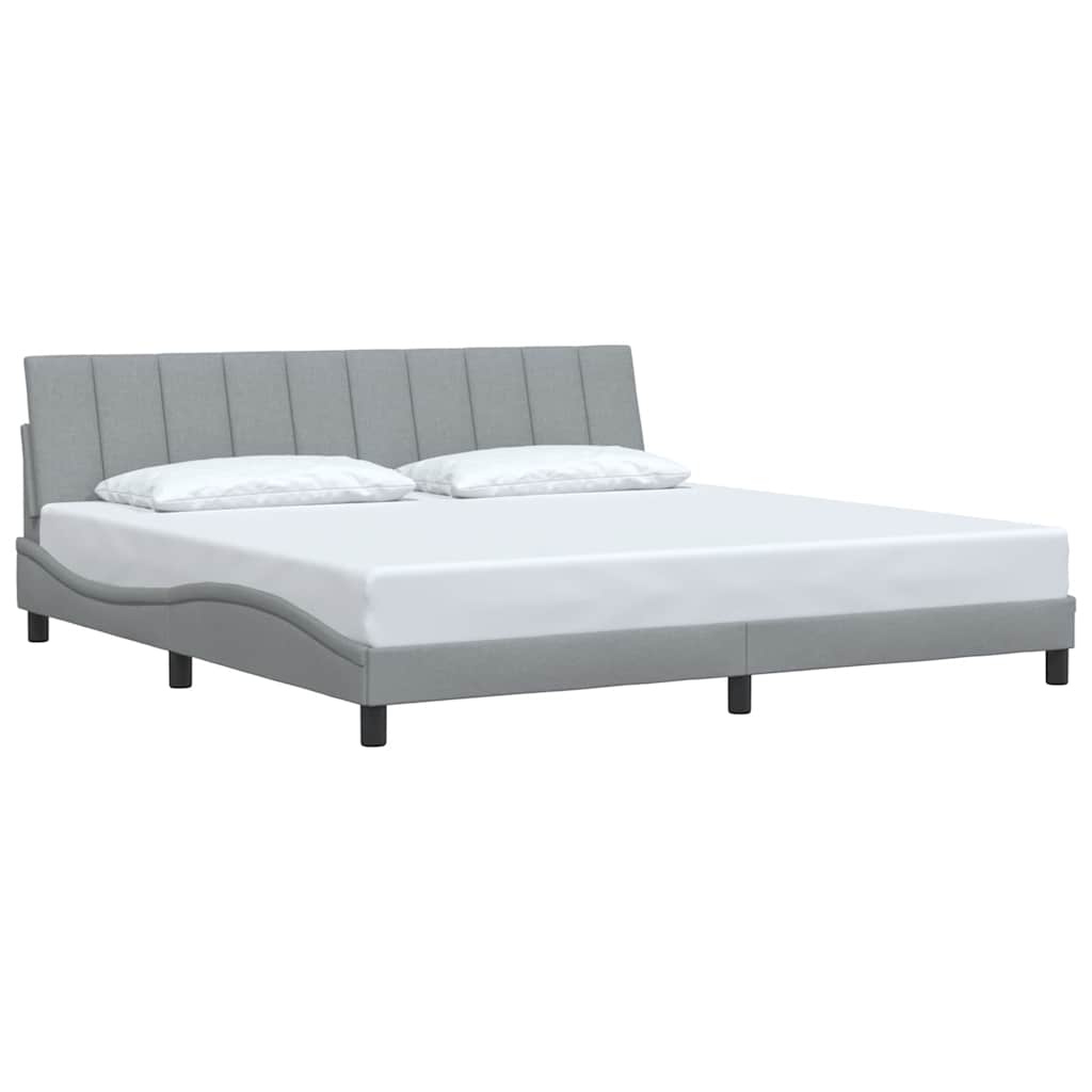 Bedframe zonder matras "Hanko" stof lichtgrijs 200x200 cm – afbeelding 3