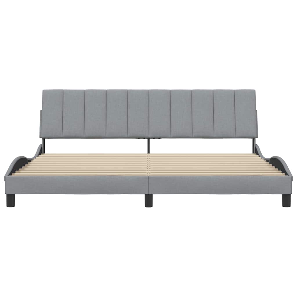 Bedframe zonder matras "Hanko" stof lichtgrijs 200x200 cm – afbeelding 4
