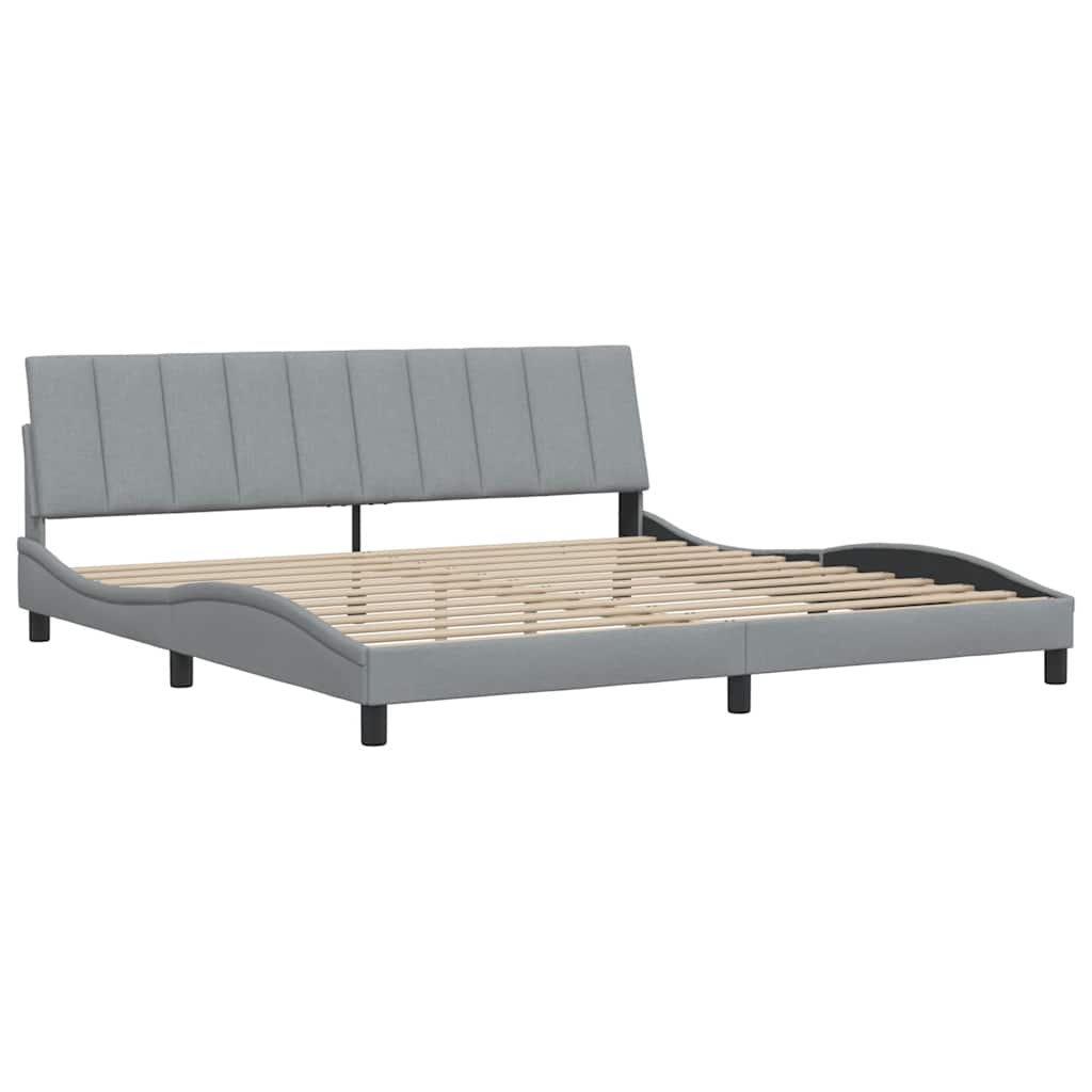 Bedframe zonder matras "Hanko" stof lichtgrijs 200x200 cm – afbeelding 6