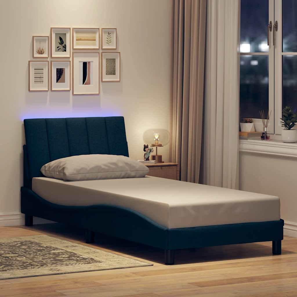 Bedframe zonder matras "Hanko" 90x190 cm stof blauw – afbeelding 1