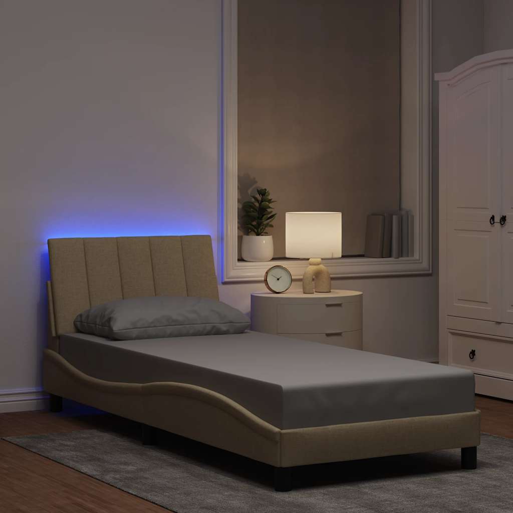 Bedframe zonder matras "Hanko" 90x200 cm stof crèmekleurig – afbeelding 1