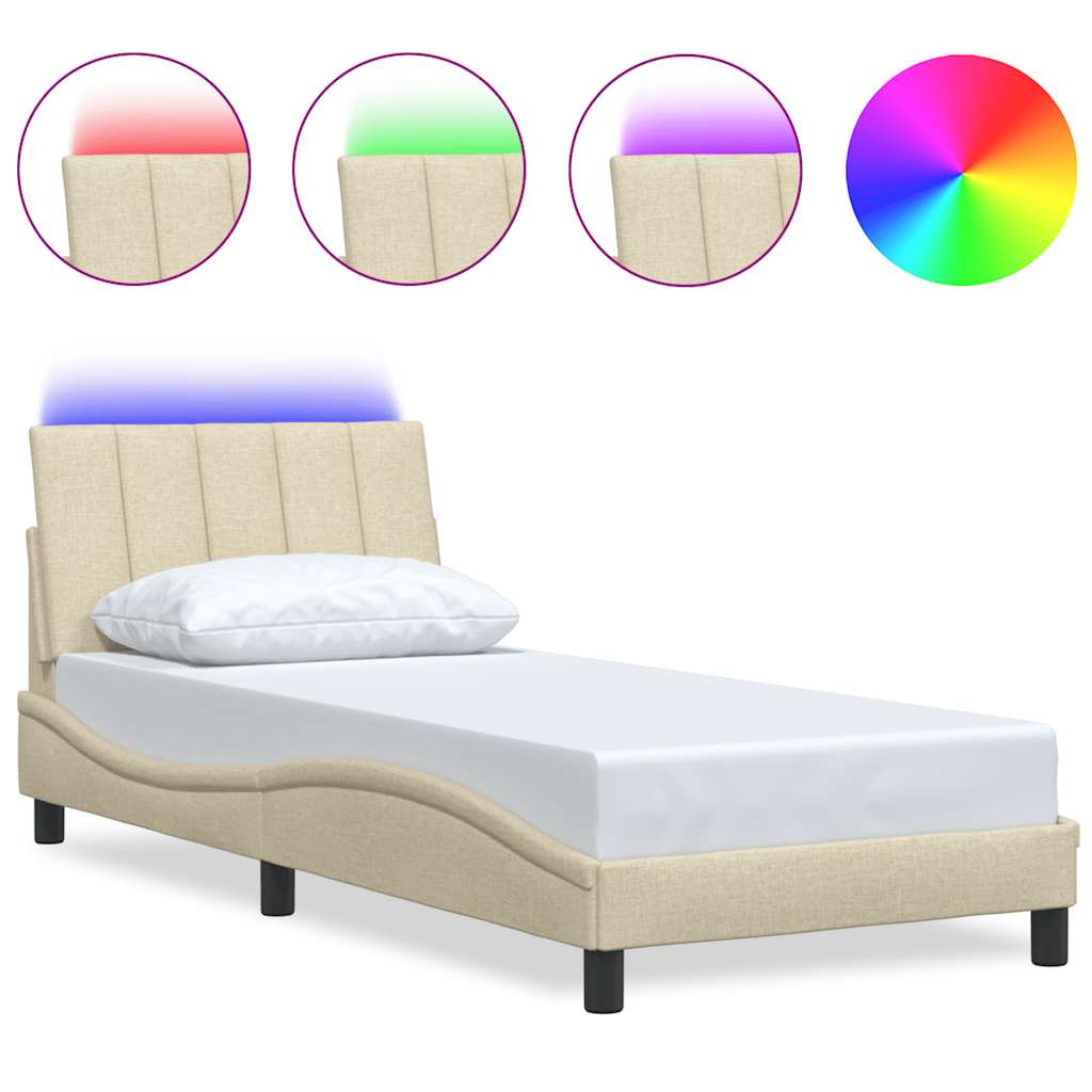 Bedframe zonder matras "Hanko" 90x200 cm stof crèmekleurig – afbeelding 2