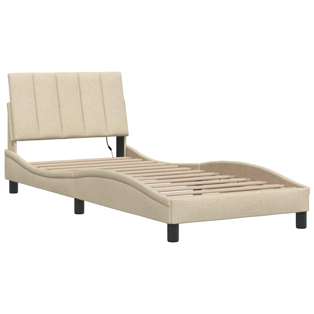 Bedframe zonder matras "Hanko" 90x200 cm stof crèmekleurig – afbeelding 3