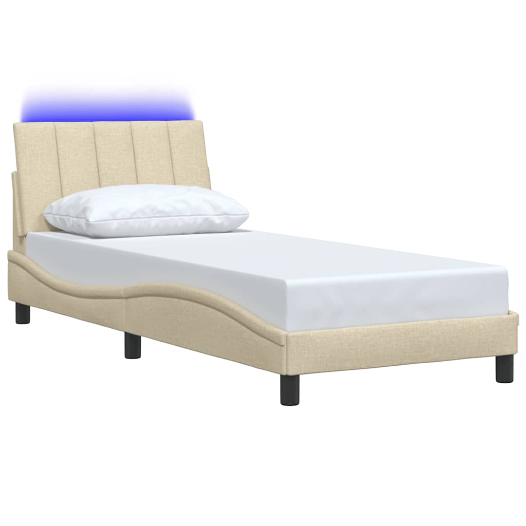 Bedframe zonder matras "Hanko" 90x200 cm stof crèmekleurig – afbeelding 5