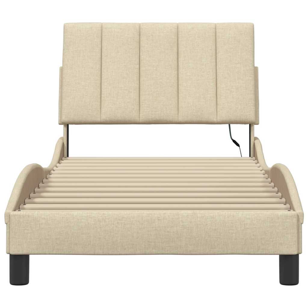 Bedframe zonder matras "Hanko" 90x200 cm stof crèmekleurig – afbeelding 6