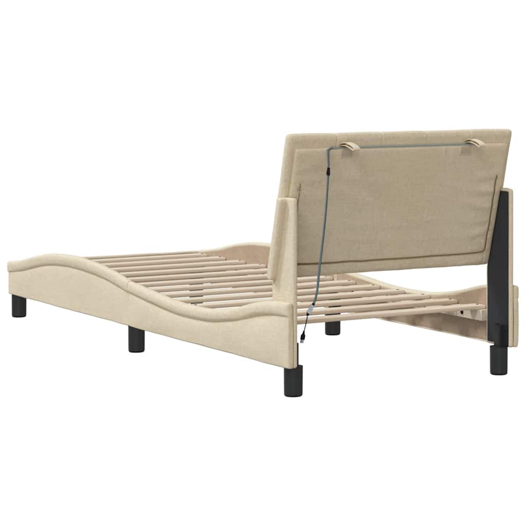 Bedframe zonder matras "Hanko" 90x200 cm stof crèmekleurig – afbeelding 8