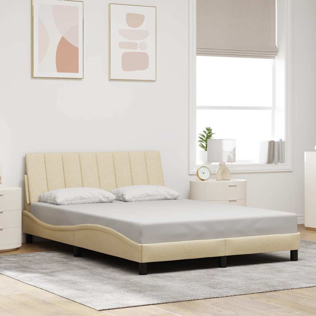 Bedframe zonder matras "Hanko" 120x200 cm stof crèmekleurig – afbeelding 1