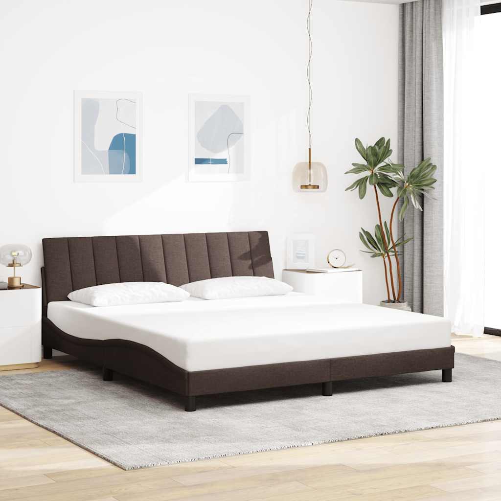 Bedframe zonder matras "Hanko" stof donkerbruin 180x200 cm – afbeelding 1