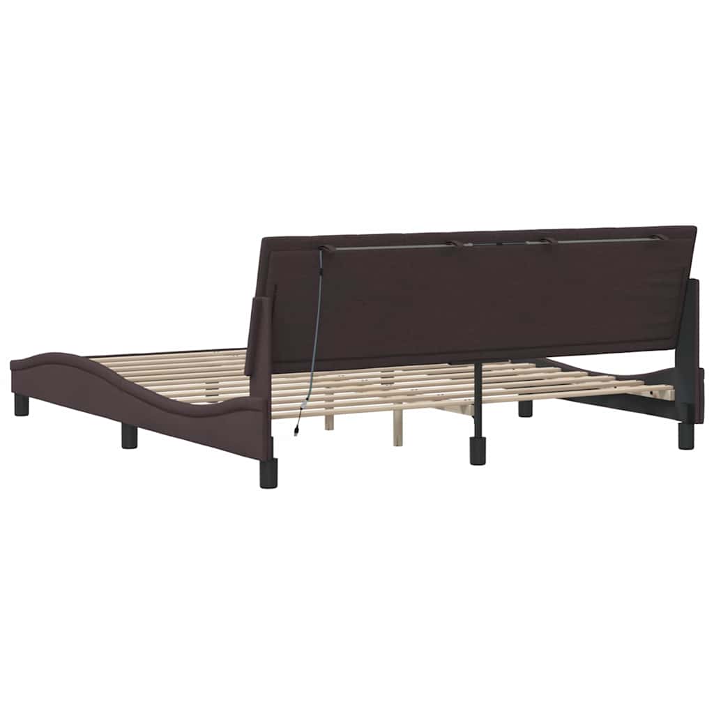 Bedframe zonder matras "Hanko" stof donkerbruin 180x200 cm – afbeelding 10