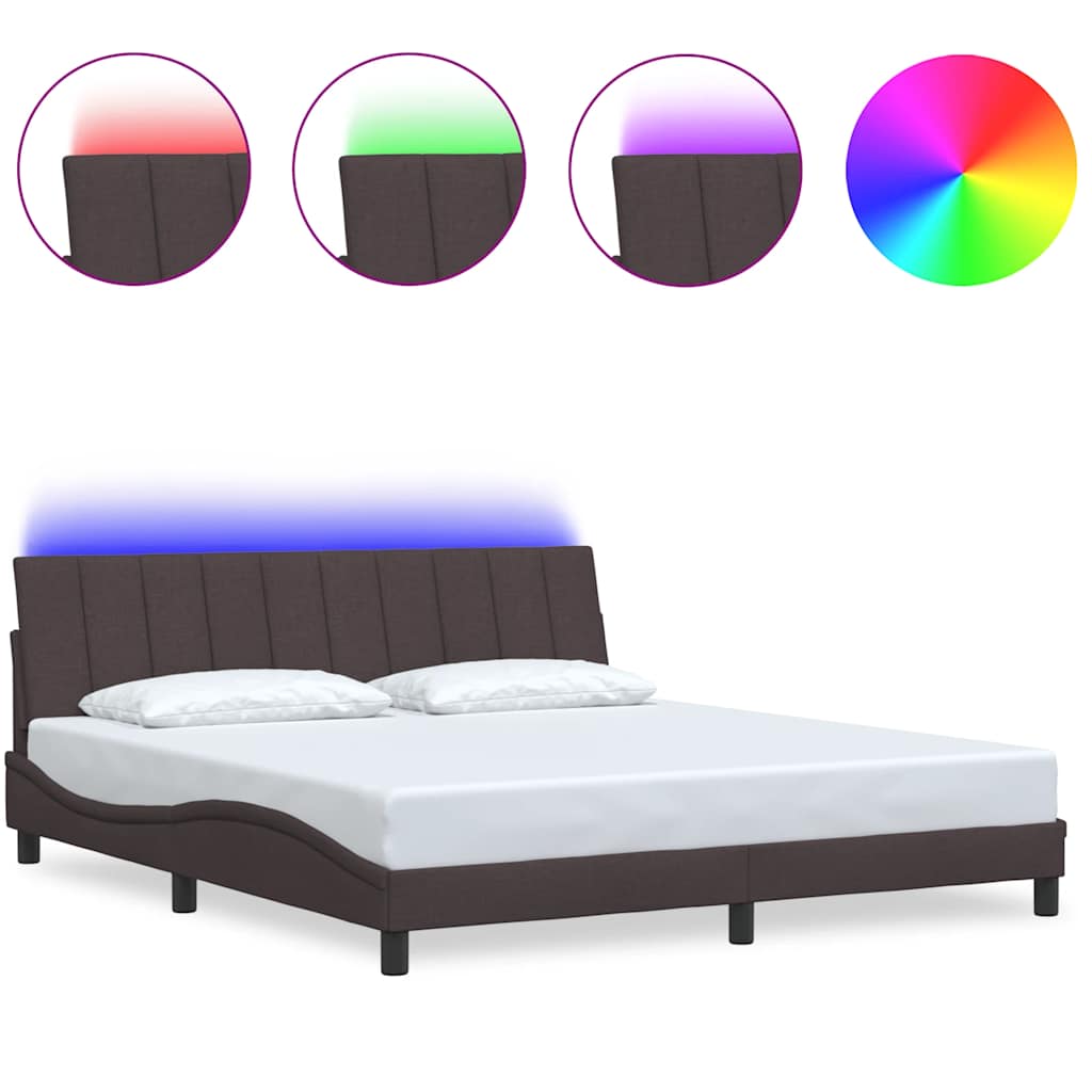 Bedframe zonder matras "Hanko" stof donkerbruin 180x200 cm – afbeelding 2