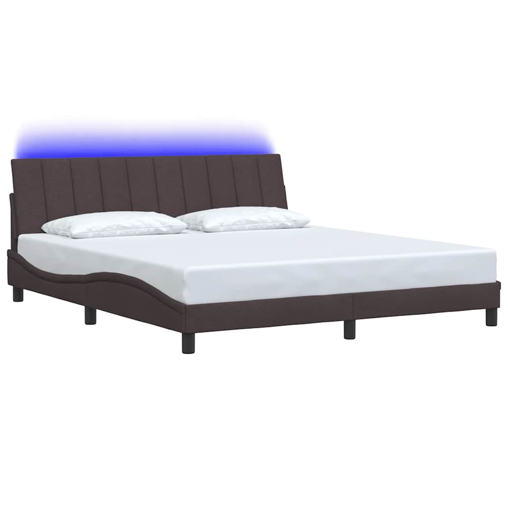 Bedframe zonder matras "Hanko" stof donkerbruin 180x200 cm – afbeelding 3