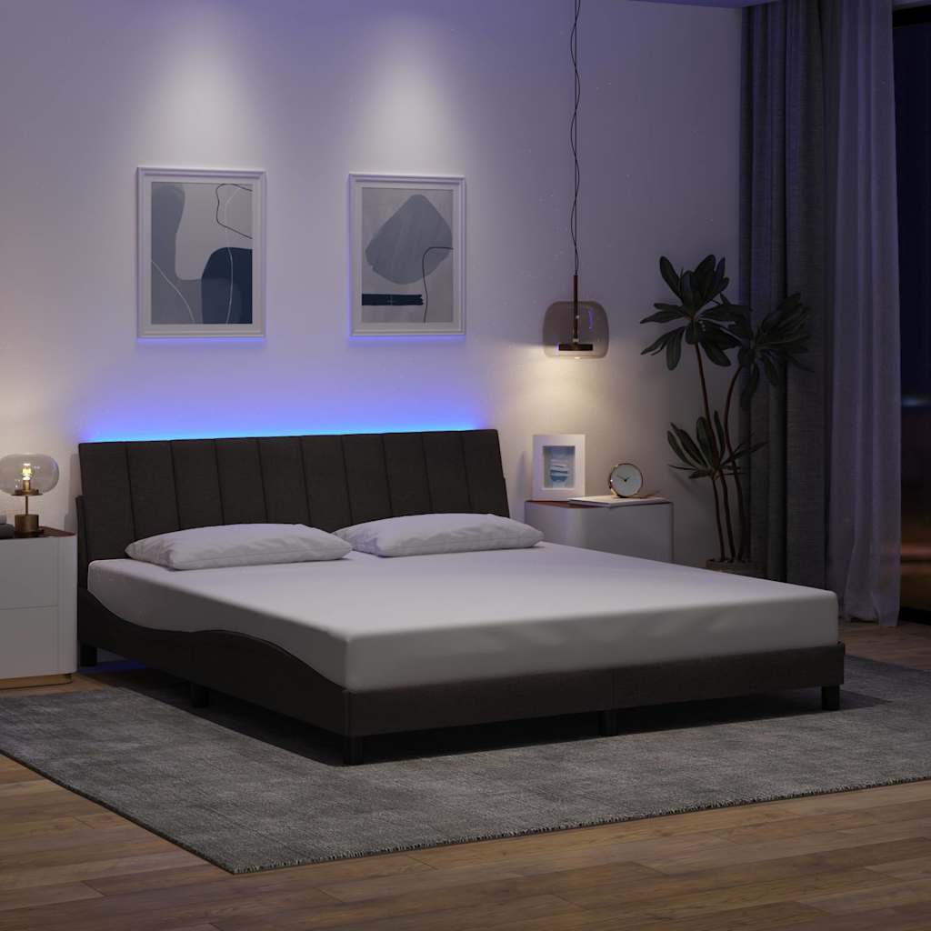 Bedframe zonder matras "Hanko" stof donkerbruin 180x200 cm – afbeelding 4
