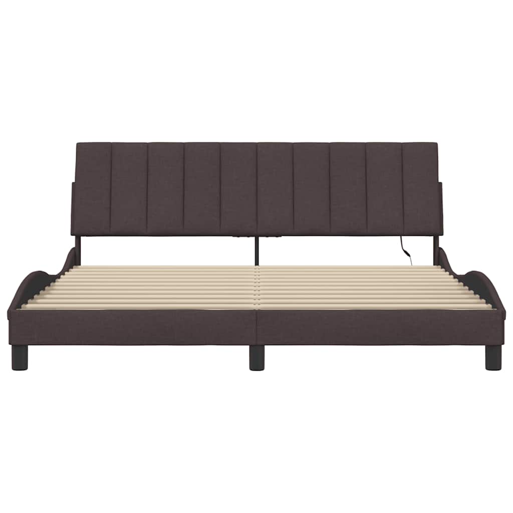 Bedframe zonder matras "Hanko" stof donkerbruin 180x200 cm – afbeelding 6