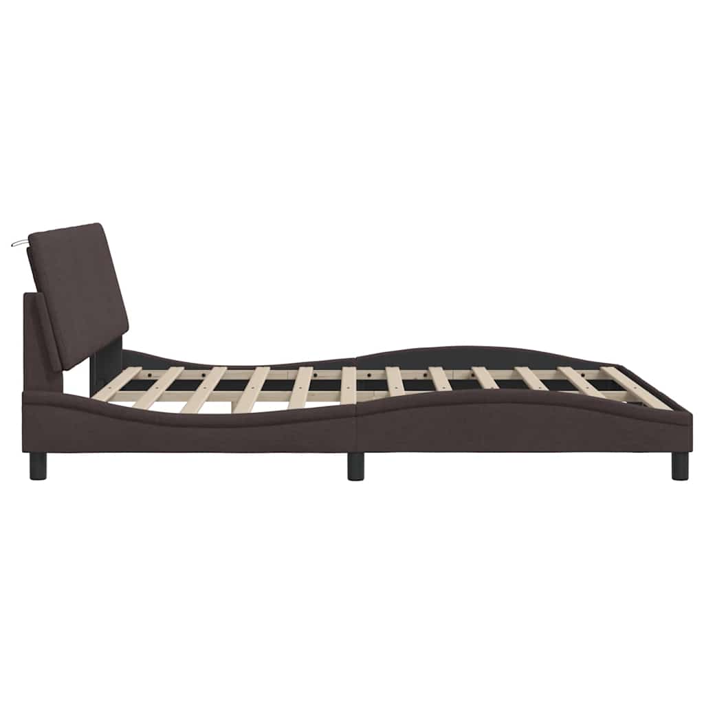 Bedframe zonder matras "Hanko" stof donkerbruin 180x200 cm – afbeelding 9