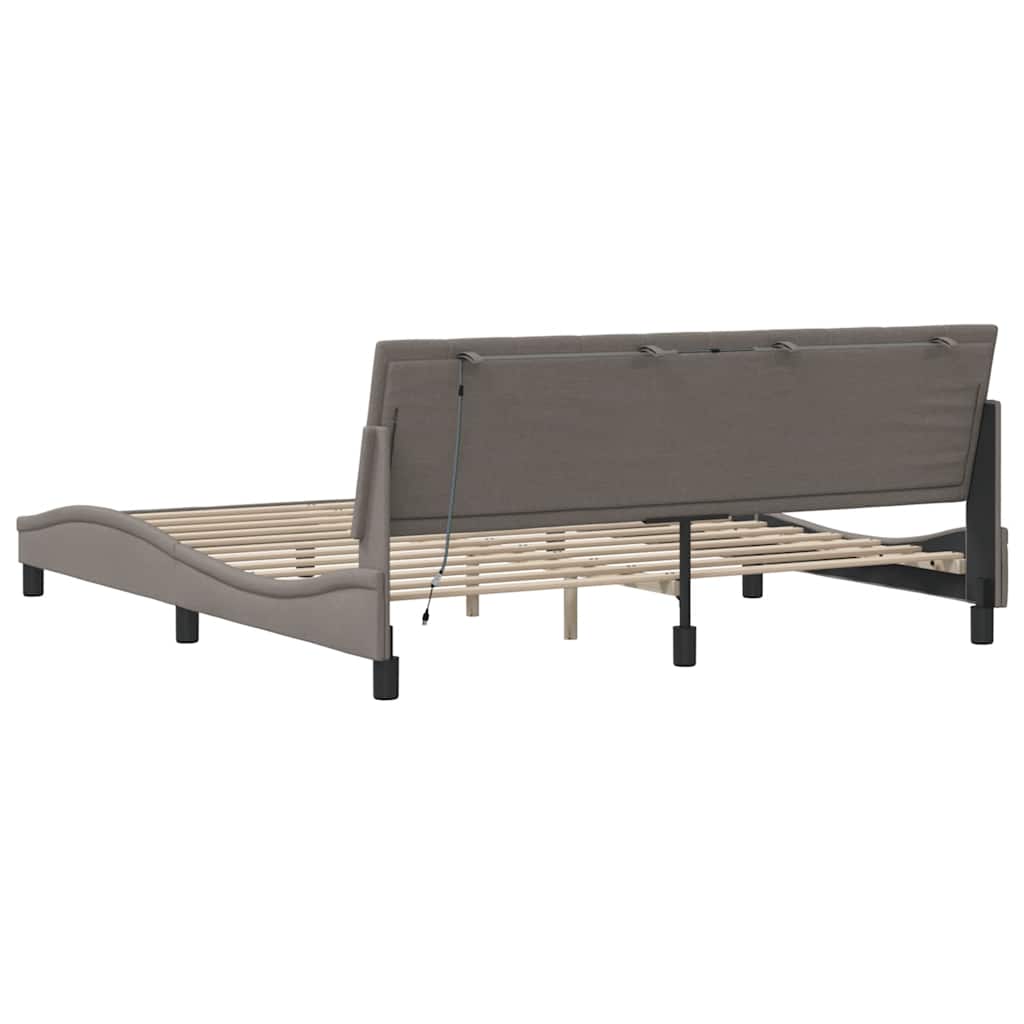 Bedframe zonder matras "Hanko" stof taupe 180x200 cm – afbeelding 10