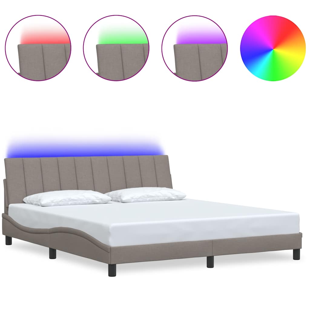 Bedframe zonder matras "Hanko" stof taupe 180x200 cm – afbeelding 2