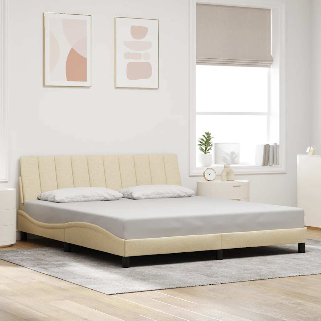 Bedframe zonder matras "Hanko" stof crèmekleurig 180x200 cm – afbeelding 1