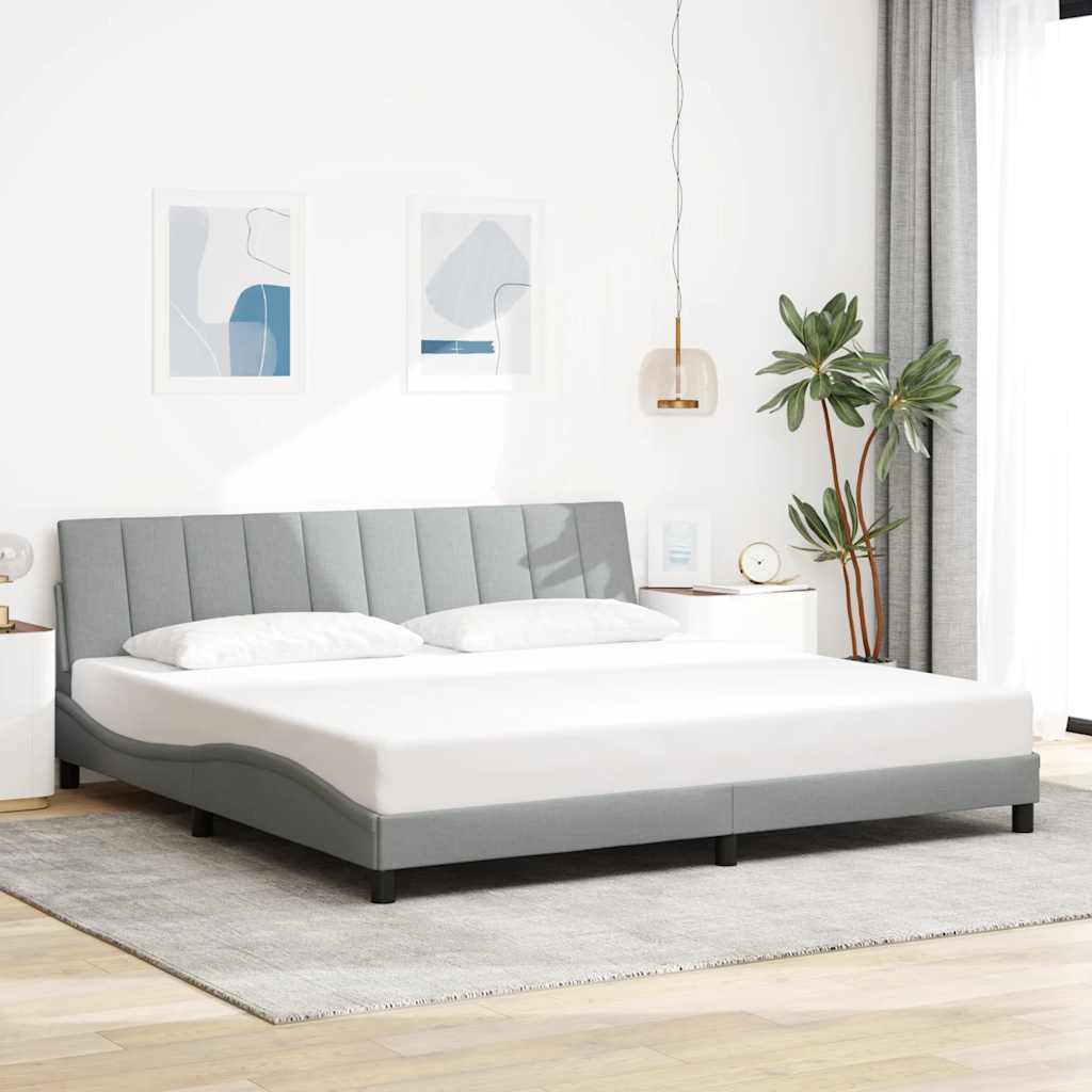 Bedframe zonder matras "Hanko" stof lichtgrijs 200x200 cm – afbeelding 1