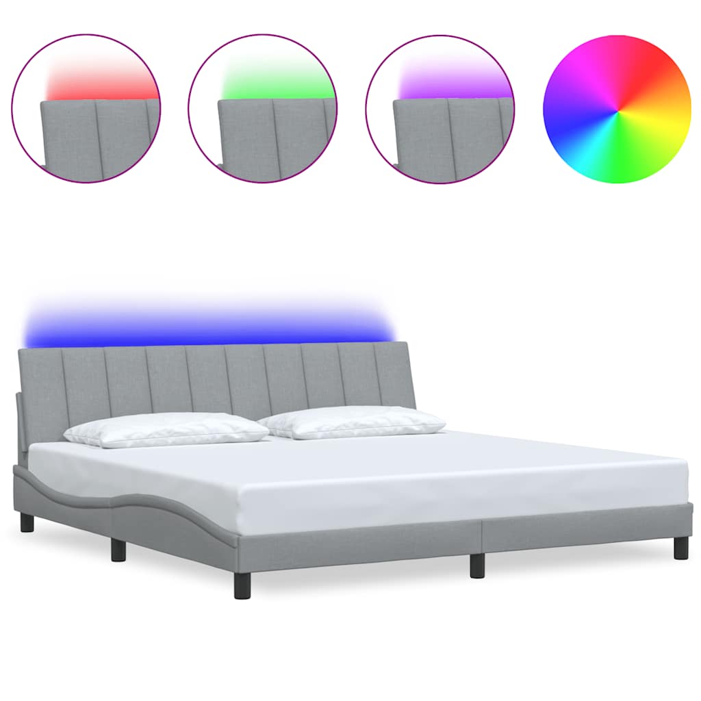Bedframe zonder matras "Hanko" stof lichtgrijs 200x200 cm – afbeelding 2