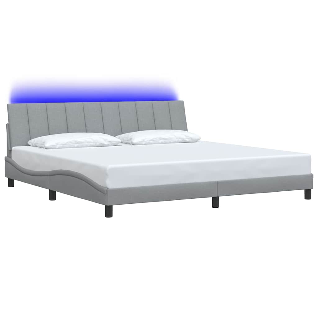 Bedframe zonder matras "Hanko" stof lichtgrijs 200x200 cm – afbeelding 3