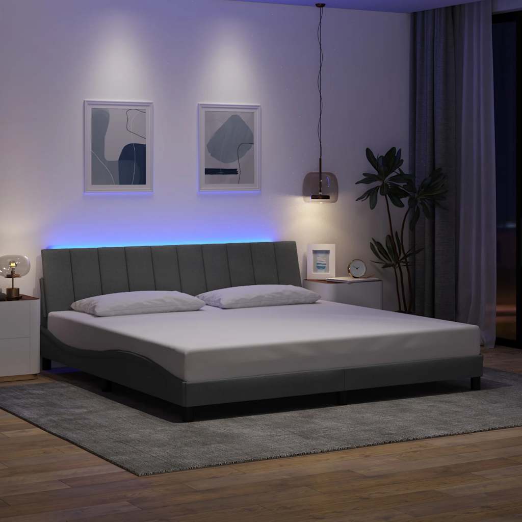 Bedframe zonder matras "Hanko" stof lichtgrijs 200x200 cm – afbeelding 4