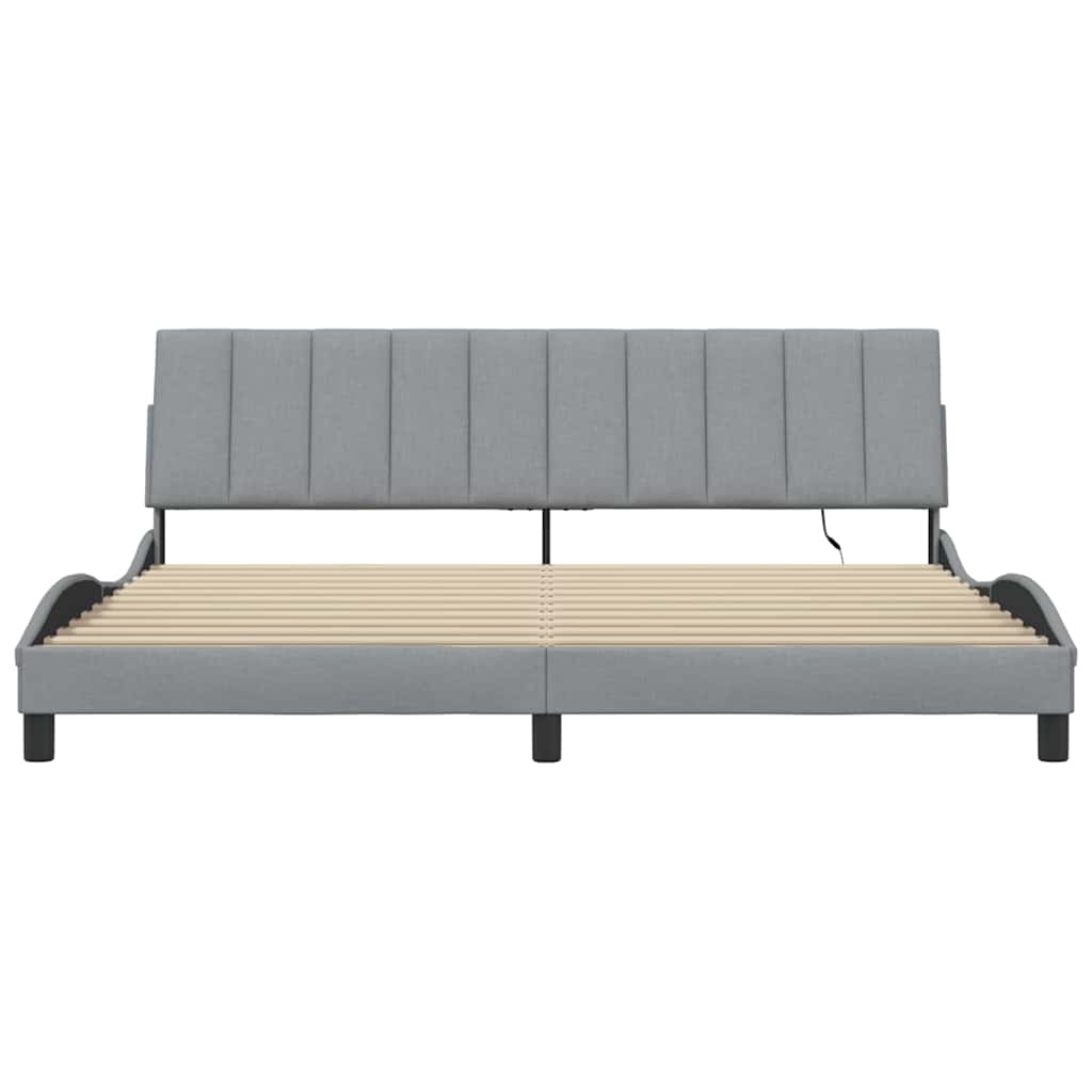 Bedframe zonder matras "Hanko" stof lichtgrijs 200x200 cm – afbeelding 6