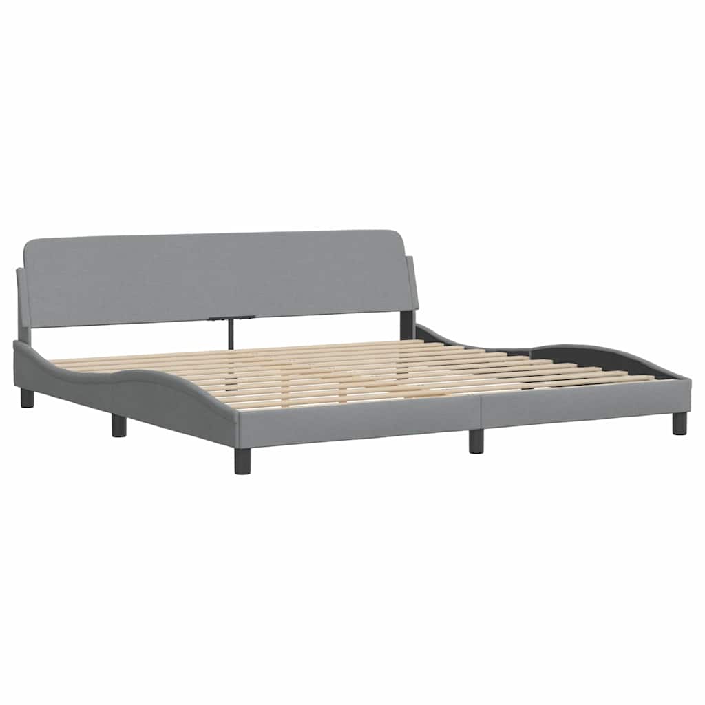Bedframe zonder matras "Hanko" stof lichtgrijs 200x200 cm – afbeelding 7