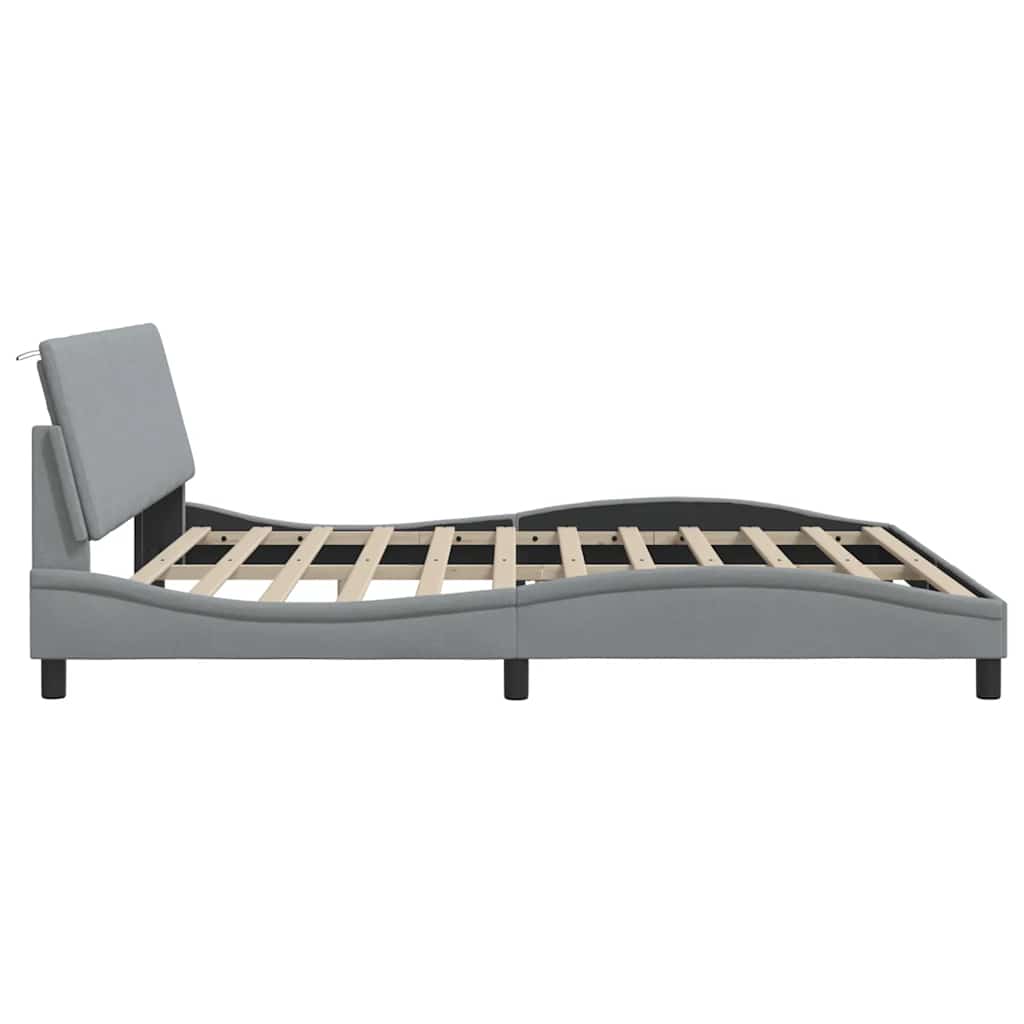 Bedframe zonder matras "Hanko" stof lichtgrijs 200x200 cm – afbeelding 9