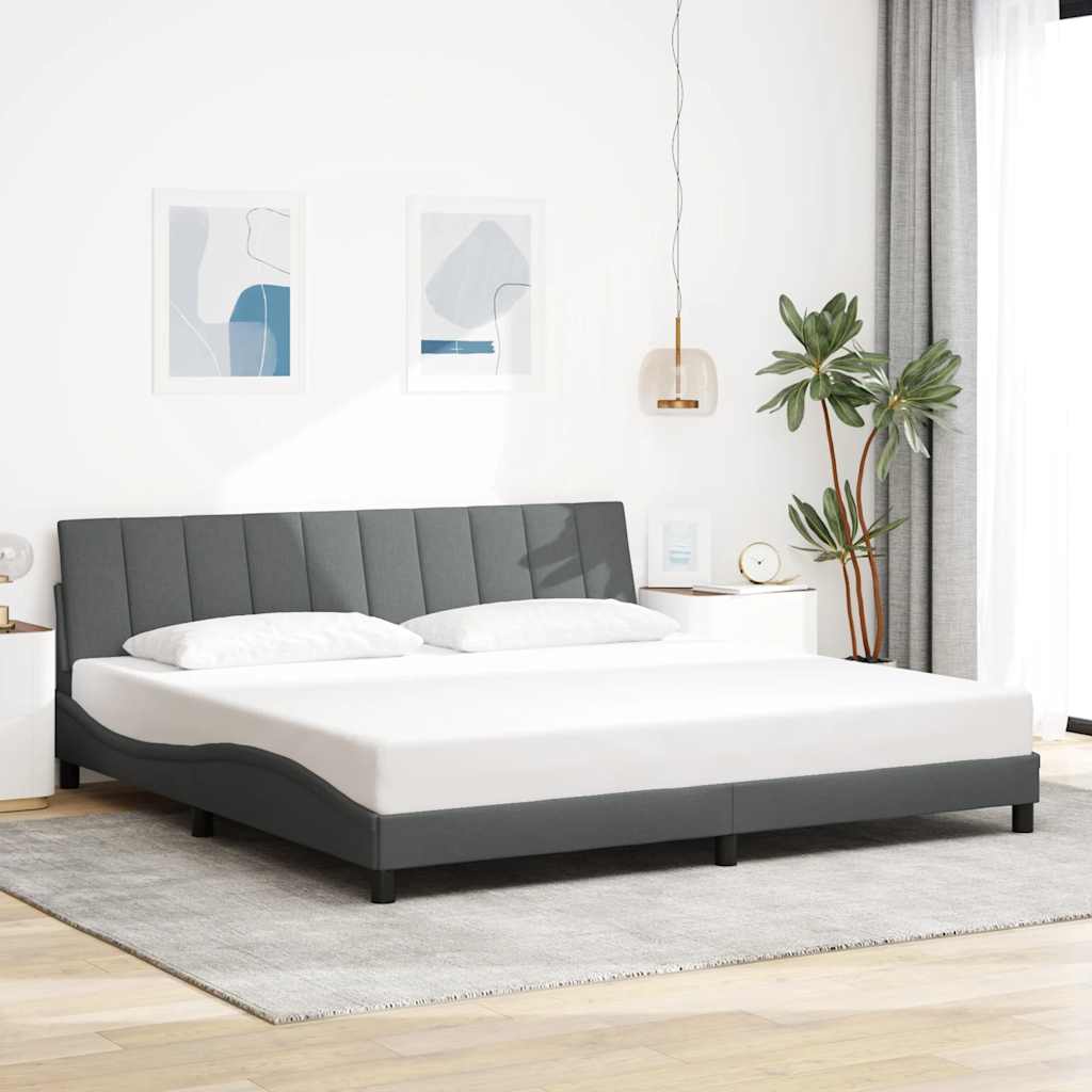 Bedframe zonder matras "Hanko" stof donkergrijs 200x200 cm – afbeelding 1