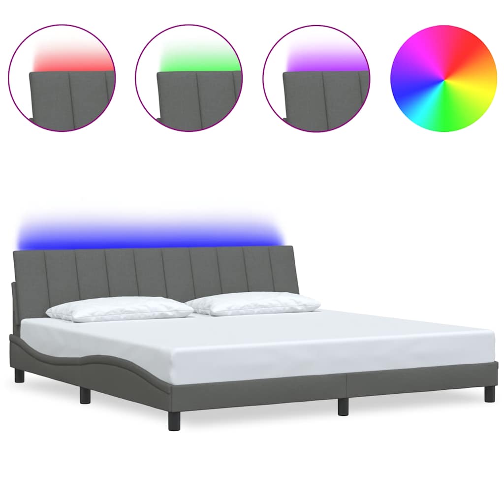 Bedframe zonder matras "Hanko" stof donkergrijs 200x200 cm – afbeelding 2