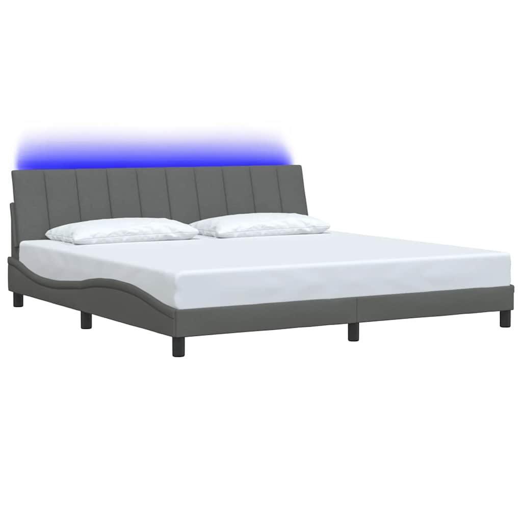 Bedframe zonder matras "Hanko" stof donkergrijs 200x200 cm – afbeelding 3
